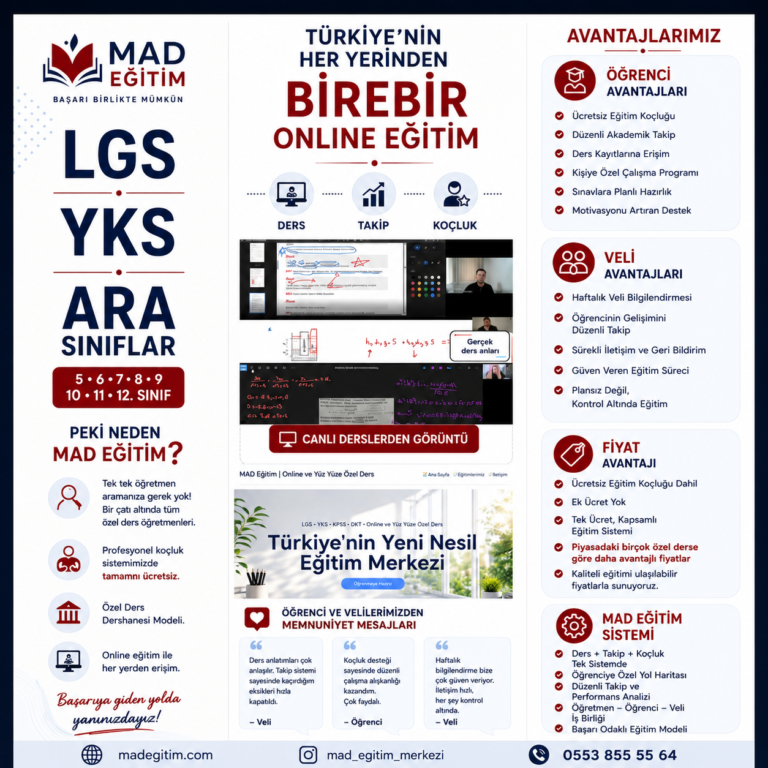Birebir Online Eğitim Nedir? MAD Eğitim ile Kişiye Özel Eğitim, Ücretsiz Eğitim Koçluğu ve Akademik Takip Sistemi